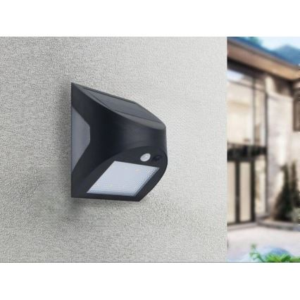LED соларно стенно осветително тяло със сензор LED/3W/3,7V 3000/4000K 1200 mAh IP54 черно