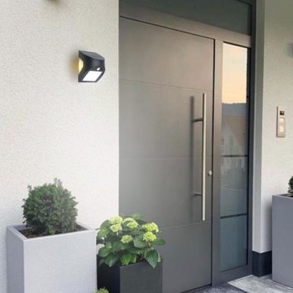 LED соларно стенно осветително тяло със сензор LED/3W/3,7V 3000/4000K 1200 mAh IP54 черно