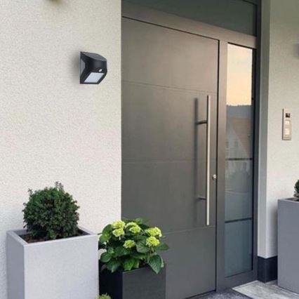 LED соларно стенно осветително тяло със сензор LED/3W/3,7V 3000/4000K 1200 mAh IP54 черно