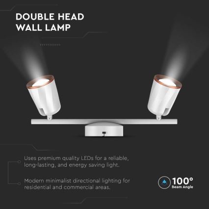 LED Спот 2xLED/5W/230V 3000K бял