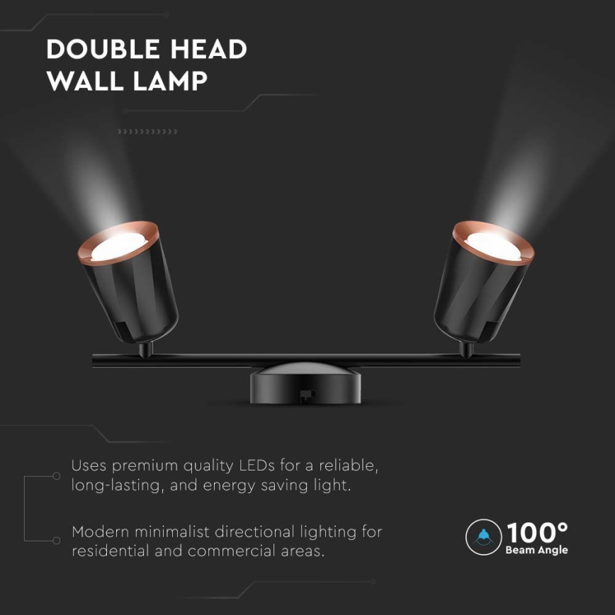 LED Спот 2xLED/5W/230V 3000K черен