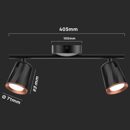 LED Спот 2xLED/5W/230V 3000K черен
