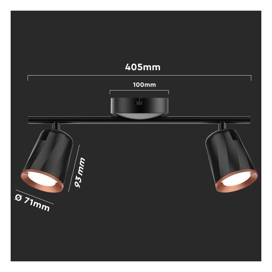 LED Спот 2xLED/5W/230V 3000K черен