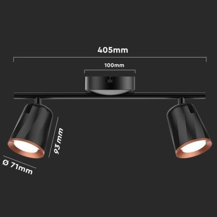 LED Спот 2xLED/5W/230V 4000K черен