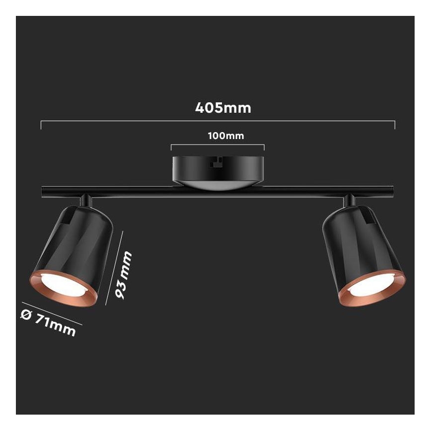 LED Спот 2xLED/5W/230V 4000K черен