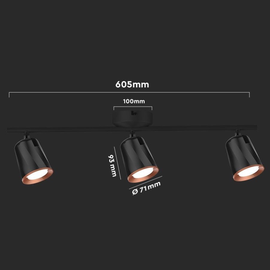 LED Спот 3xLED/5W/230V 3000K черен