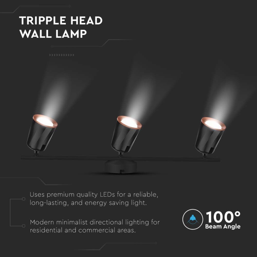 LED Спот 3xLED/5W/230V 4000K черен