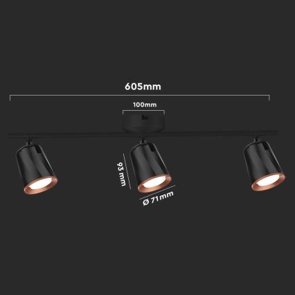 LED Спот 3xLED/5W/230V 4000K черен