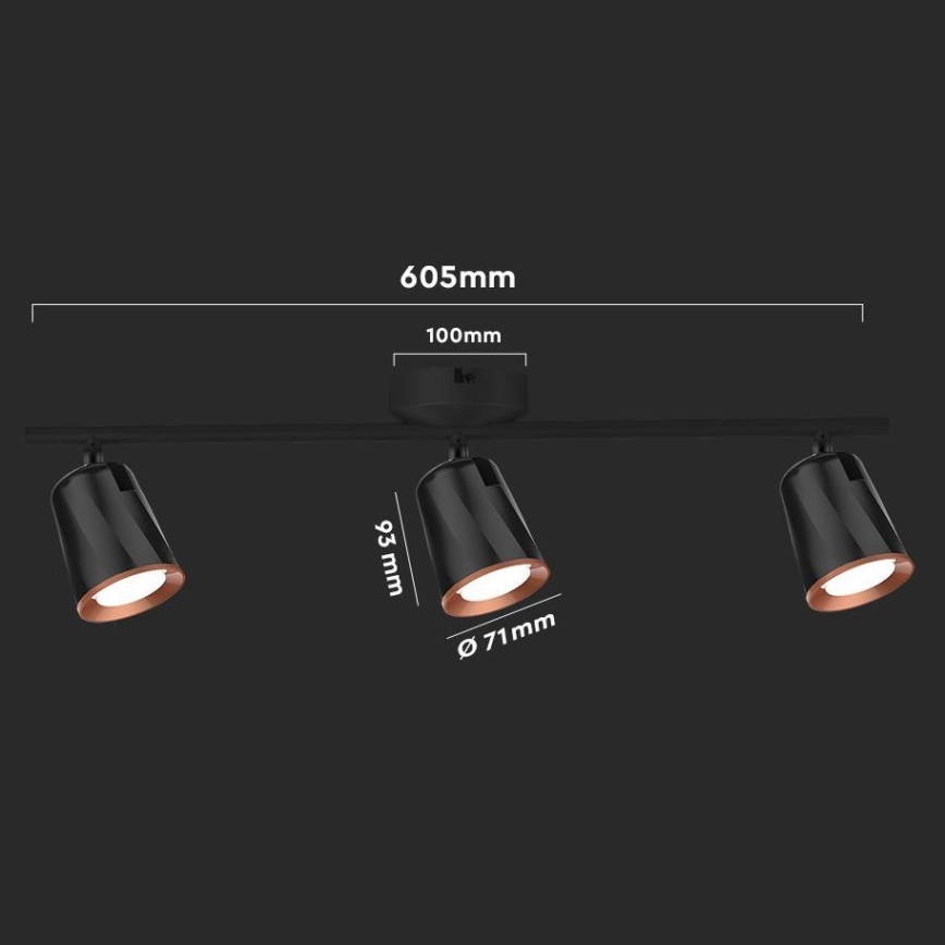 LED Спот 3xLED/5W/230V 4000K черен