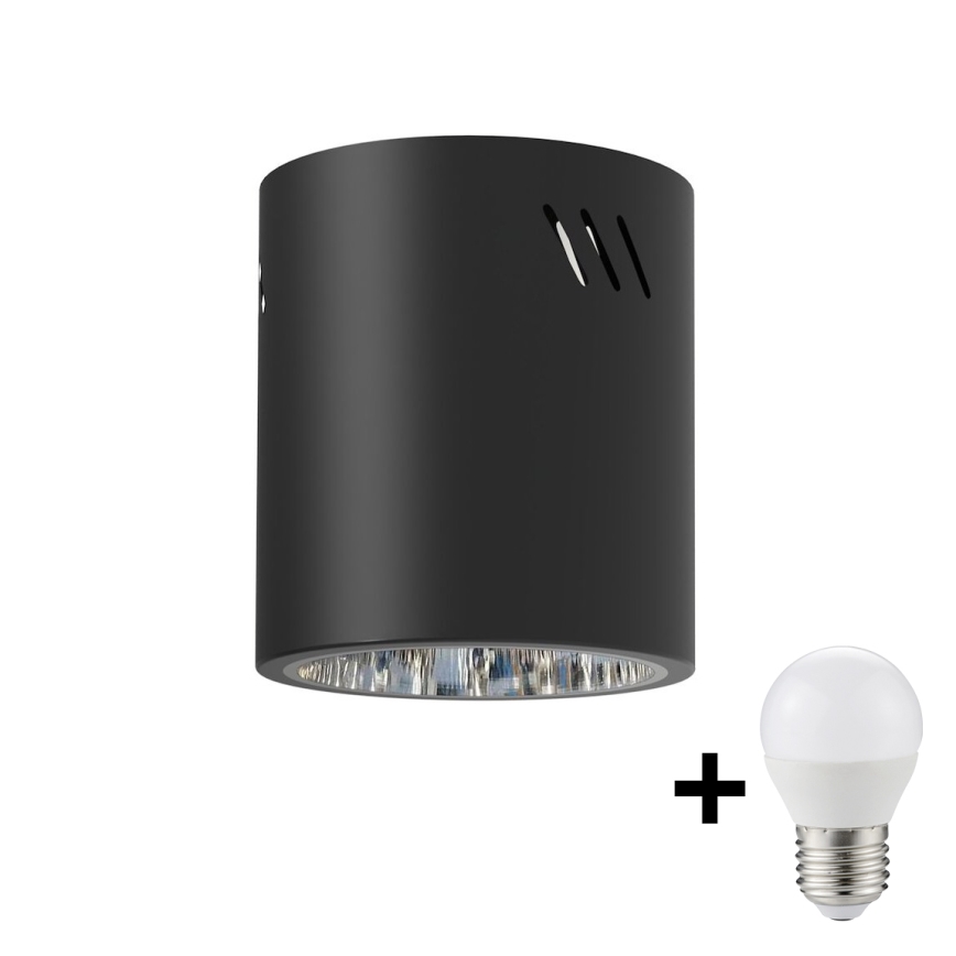 LED Спот GEORGE 1xE27/6W/230V Ø 11 см черен