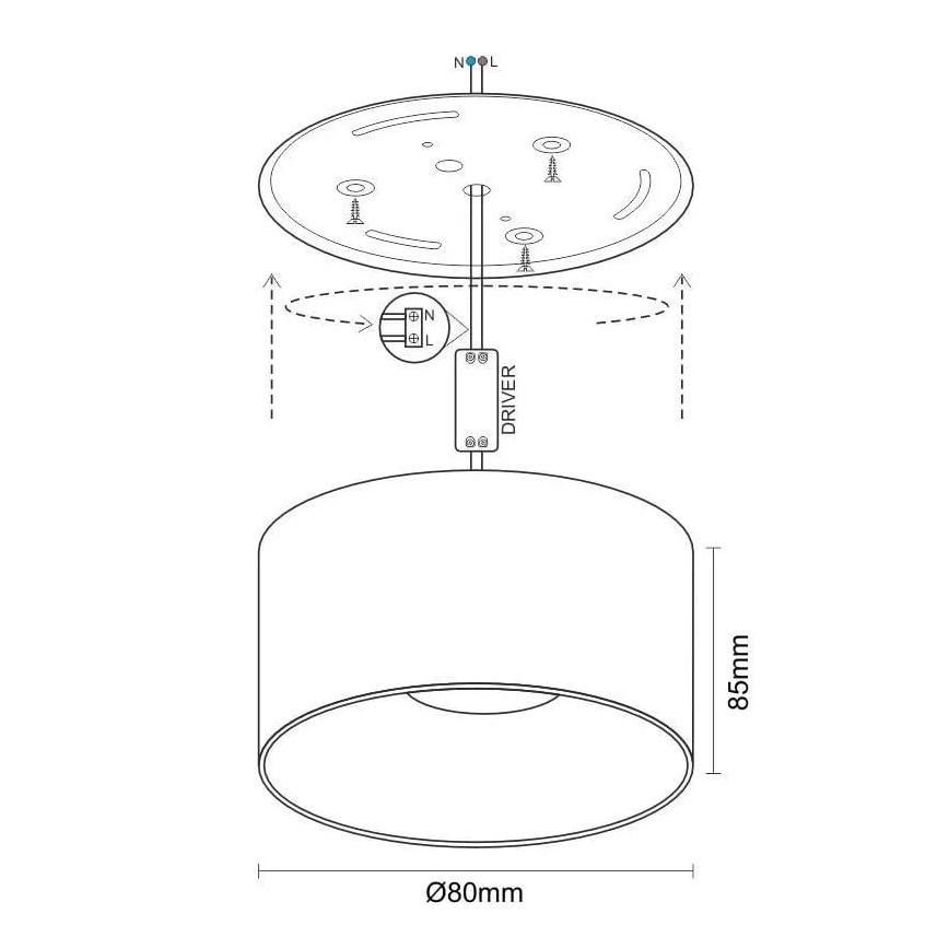 LED Спот LED/12W/230V 4000K Ø 8 см бял
