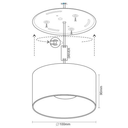 LED Спот LED/16W/230V 4000K Ø 10 см черен