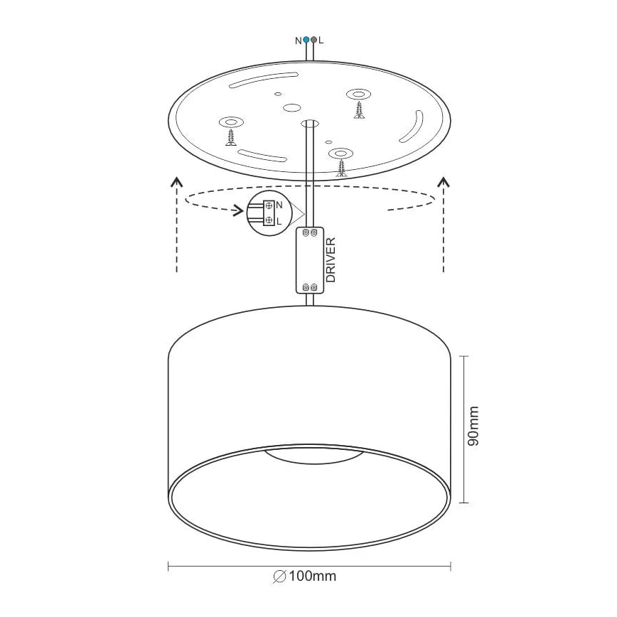 LED Спот LED/16W/230V 4000K Ø 10 см черен