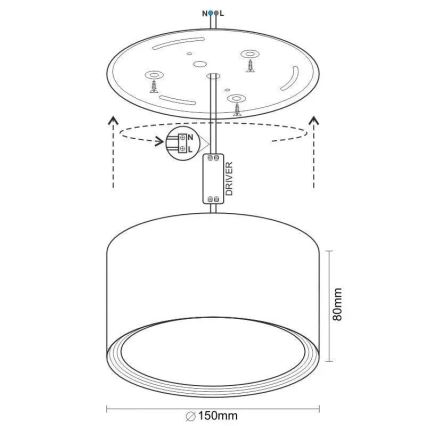 LED Спот LED/17W/230V 4000K Ø 15 см черен