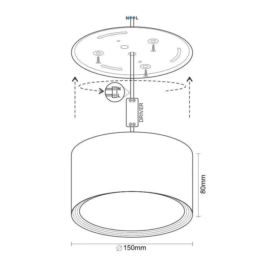 LED Спот LED/17W/230V 4000K Ø 15 см черен