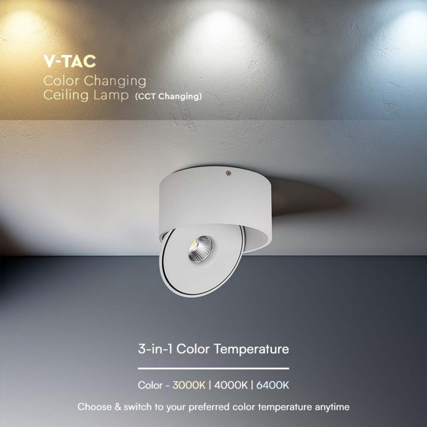 LED Гъвкав спот LED/20W/230V 3000/4000/6400K CRI 90 бял