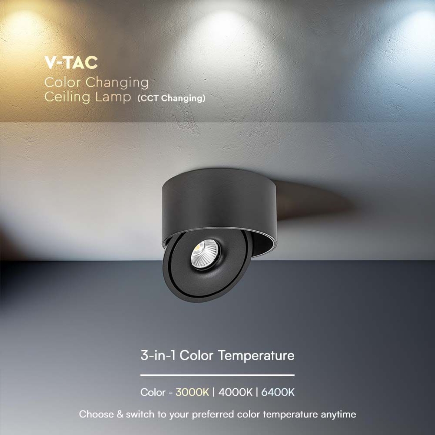 LED Гъвкав спот LED/20W/230V 3000/4000/6400K CRI 90 черен