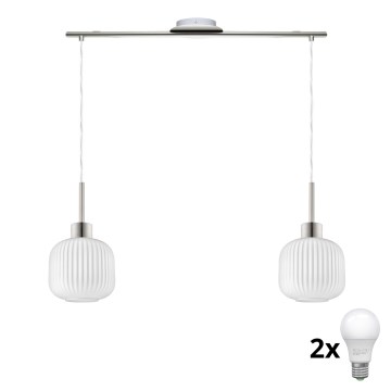LED спот на окачването HARMA 2xE27/60W/230V матово хром/бяло