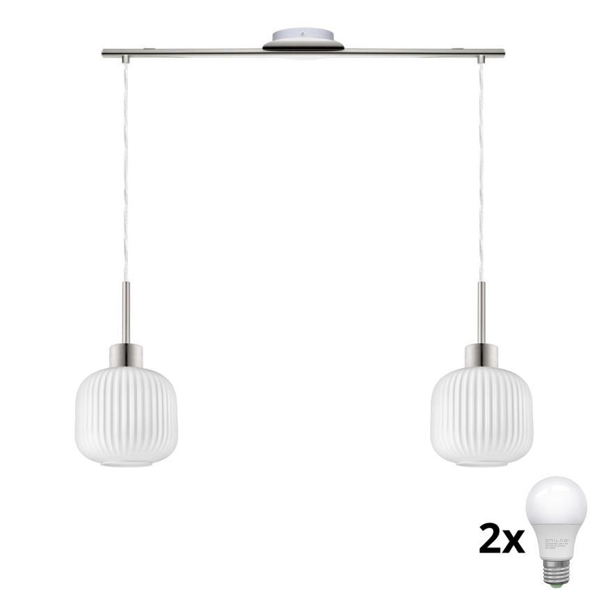 LED спот на окачването HARMA 2xE27/60W/230V матово хром/бяло