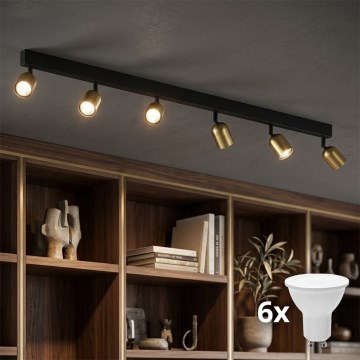 LED спот осветително тяло TOP 6xGU10/10W/230V златисто/черно