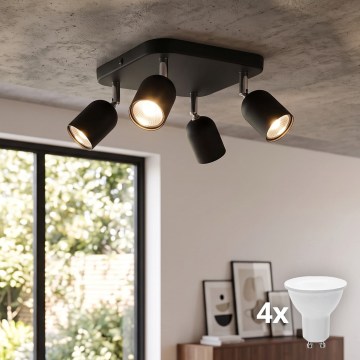 LED спот TOP 4xGU10/10W/230V черен