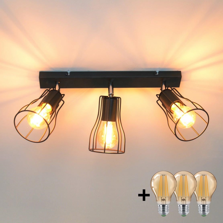 LED Спот TUBE II 3xE27/15W/230V черен