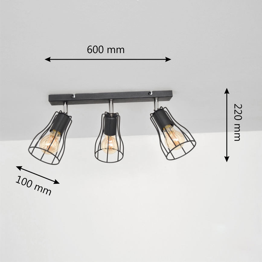 LED Спот TUBE II 3xE27/15W/230V черен