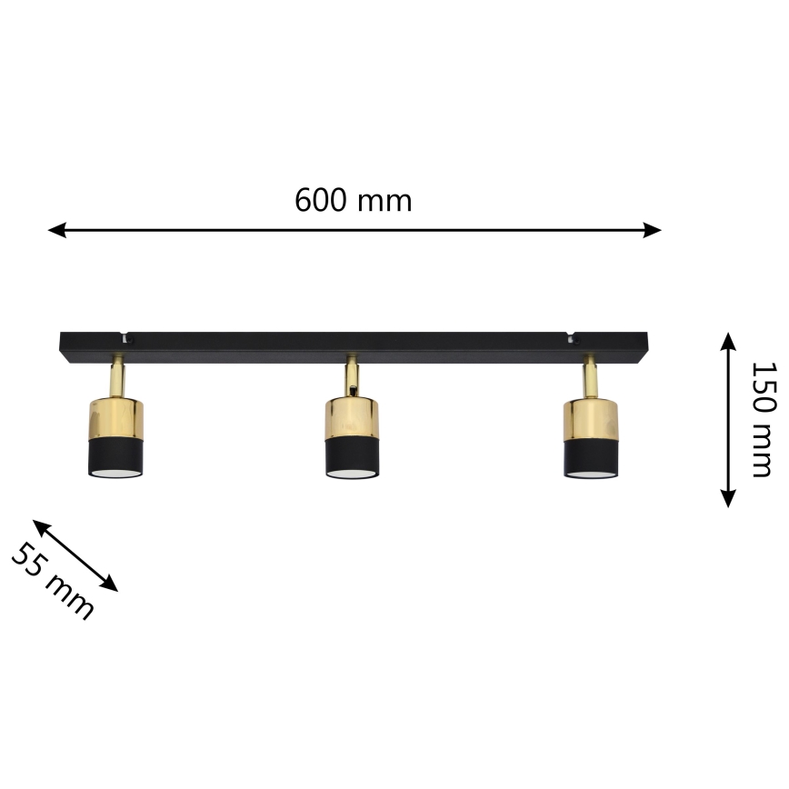 LED Спот TUBSSON 3xGU10/4,8W/230V черен/златист