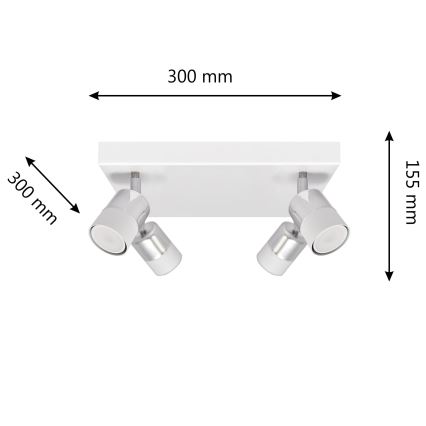 LED Спот TUBSSON 4xGU10/4,8W/230V бял/лъскав хром