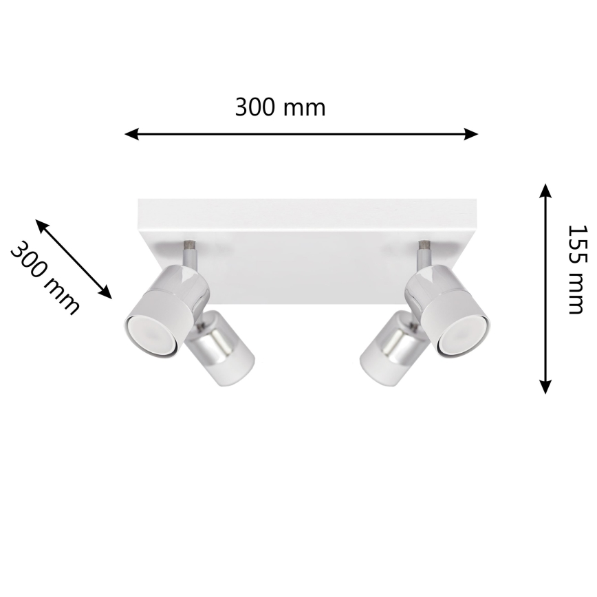 LED Спот TUBSSON 4xGU10/4,8W/230V бял/лъскав хром