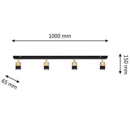LED Спот TUBSSON 4xGU10/4,8W/230V черен/златист
