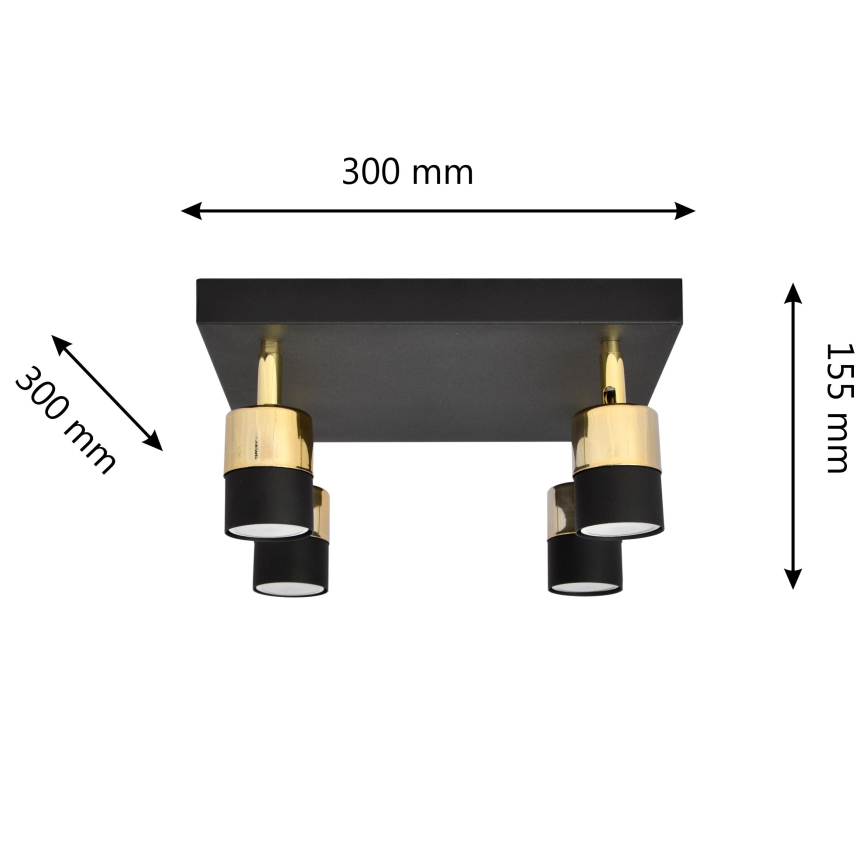 LED Спот TUBSSON 4xGU10/4,8W/230V черен/златист