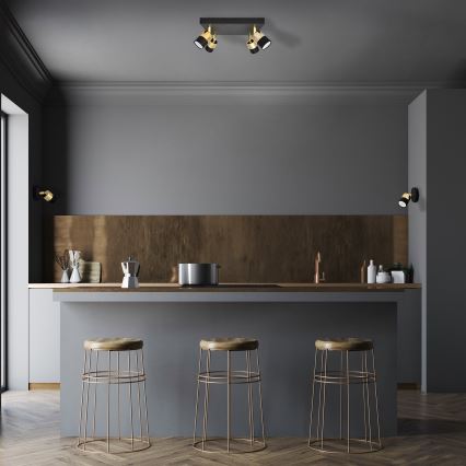 LED Спот TUBSSON 4xGU10/4,8W/230V черен/златист