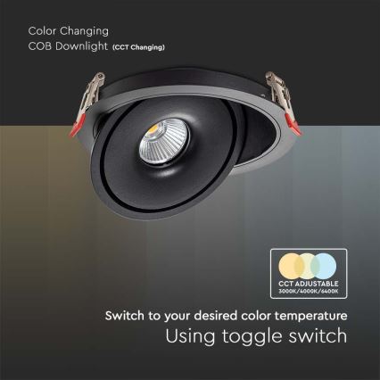LED Спот за вграждане LED/12W/230V 3000/4000/6400K Ø 12 см черен