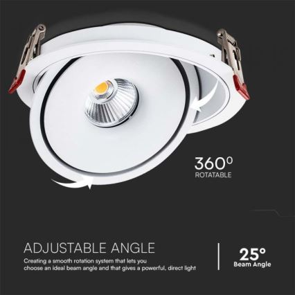 LED Спот за вграждане LED/20W/230V 3000/4000/6400K Ø 16,5 см бял