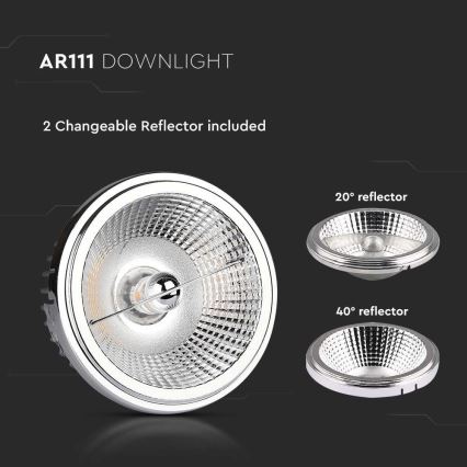 LED Спот за вграждане LED/20W/230V 4000K 40°/20° Ø 11 см лъскав хром