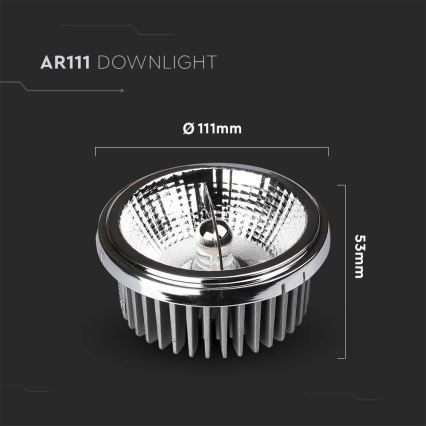 LED Спот за вграждане LED/20W/230V 4000K 40°/20° Ø 11 см лъскав хром