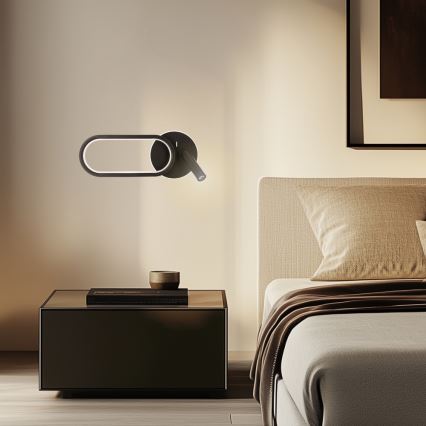 LED стенен аплик MONET LED/13W/230V + LED/2W 3000/4000/6000K черен