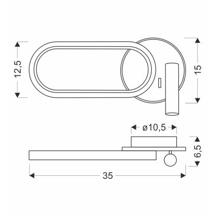 LED стенен аплик MONET LED/13W/230V + LED/2W 3000/4000/6000K черен