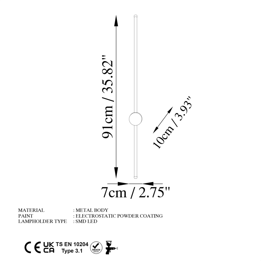 LED стенен аплик SWORD LED/13W/230V 3000K матово златисто