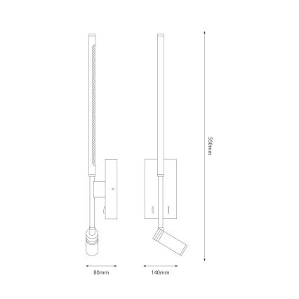 LED стенен аплик TORCH LED/6W/230V + LED/3W, черен