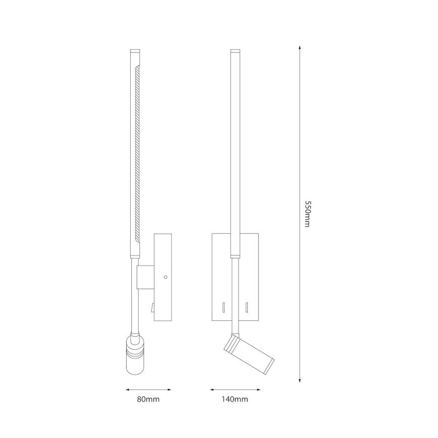 LED стенен аплик TORCH LED/6W/230V + LED/3W, черен
