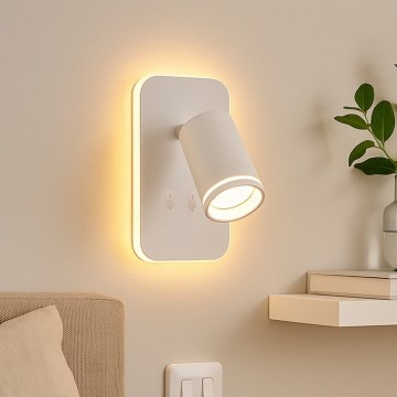 LED стенен насочващ аплик PIPE 1xGU10/10W/230V + LED/6W бял