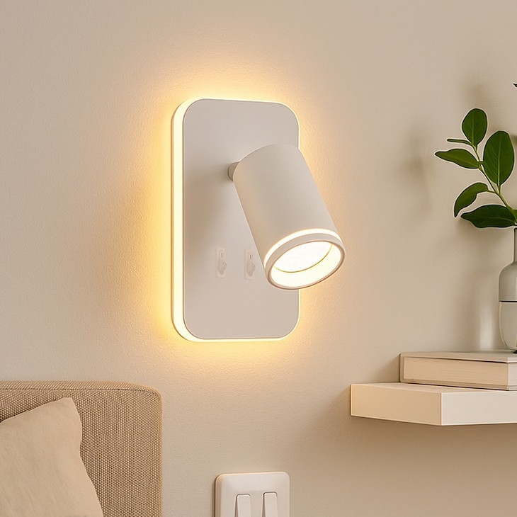 LED стенен насочващ аплик PIPE 1xGU10/10W/230V + LED/6W бял