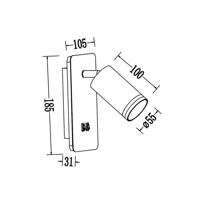 LED стенен насочващ аплик PIPE 1xGU10/10W/230V + LED/6W бял