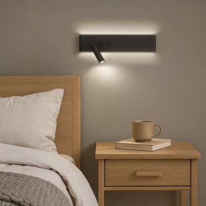 LED стенен насочващ осветител RESORT LED/10W/230V + LED/3W, черен ляв