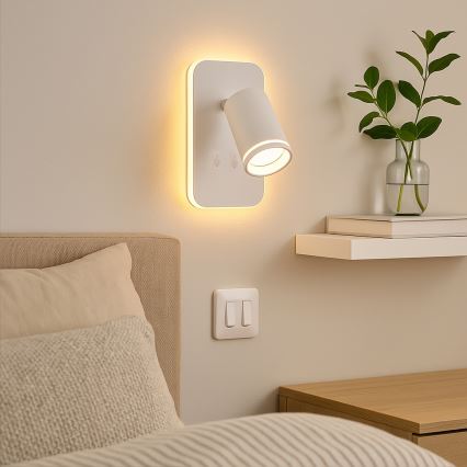 LED стенен насочващ аплик PIPE 1xGU10/10W/230V + LED/6W бял