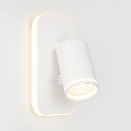 LED стенен насочващ аплик PIPE 1xGU10/10W/230V + LED/6W бял