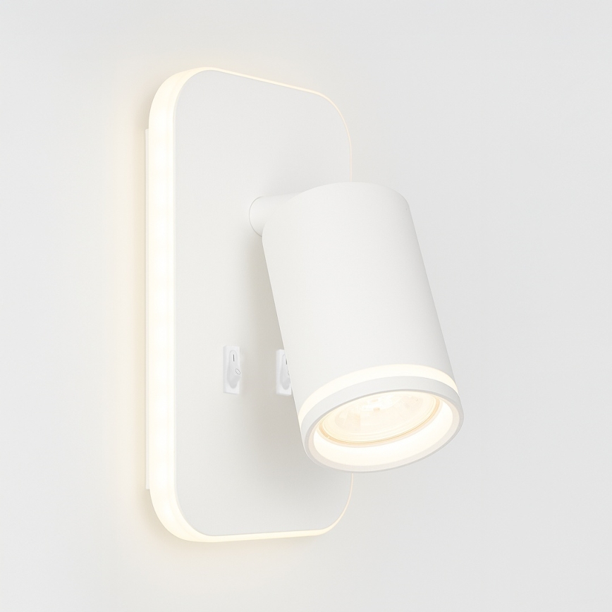 LED стенен насочващ аплик PIPE 1xGU10/10W/230V + LED/6W бял
