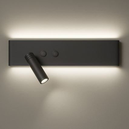 LED стенен насочващ осветител RESORT LED/10W/230V + LED/3W, черен ляв